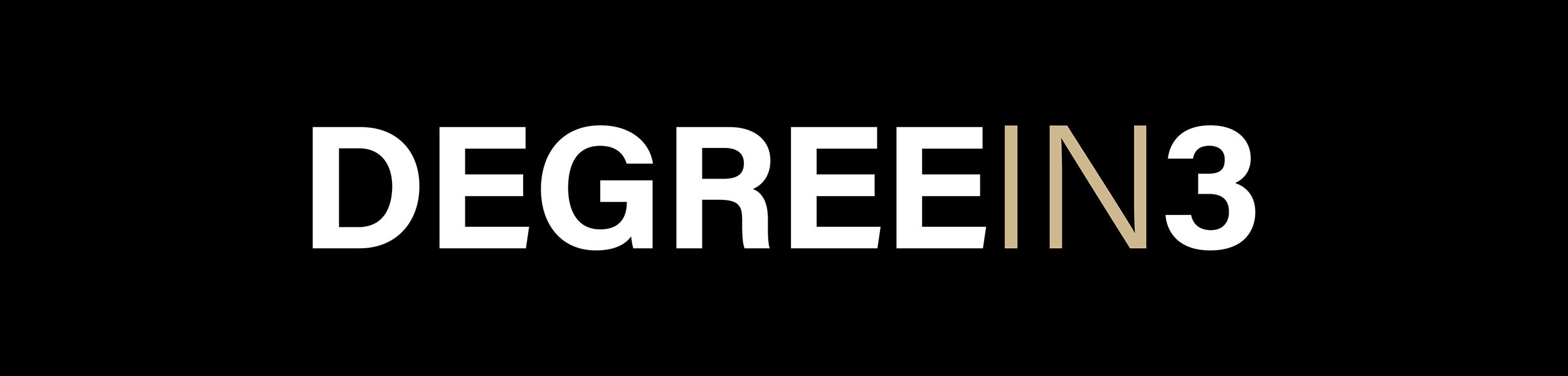 Logo - Text reading Degree in 3 over a black background