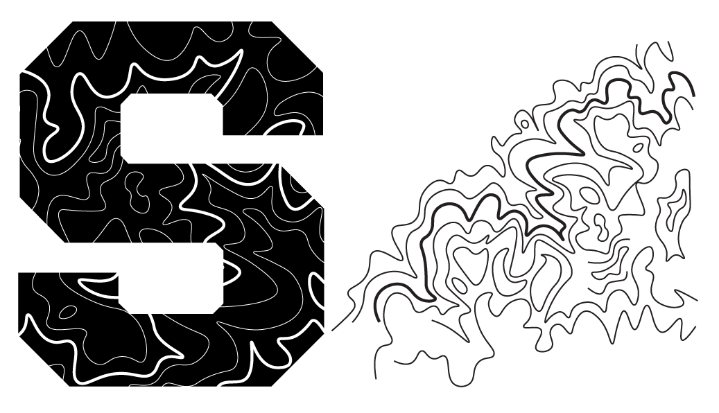 An S filled with typographic lines.