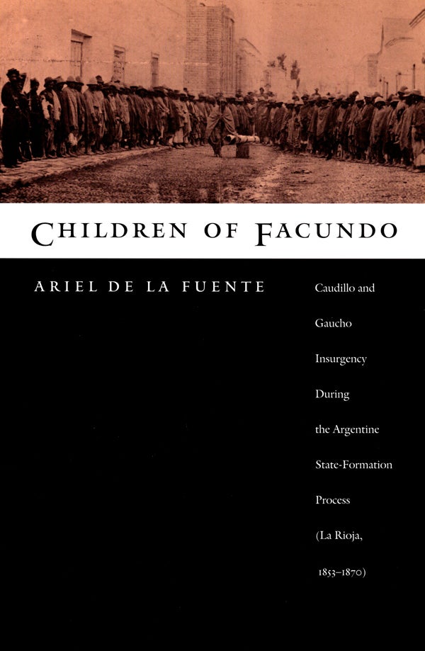 Historical book cover for Facundo English edition, showing a gaucho on a horse in a sepia-toned landscape.