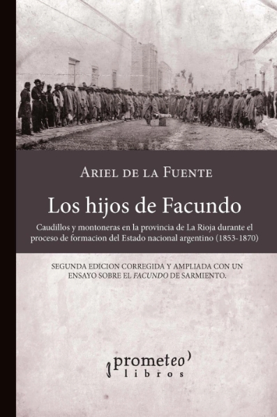 Historical book cover for Facundo (Spanish edition), featuring a sepia-toned illustration of a 19th-century assembly in a city plaza.