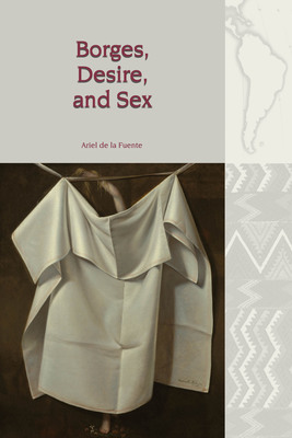 Academic book cover for Borges, Desire, and Sex, showing the title in bold pink text over a minimalist graphic of a map.