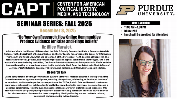 Alice Marwick seminar flyer graphic