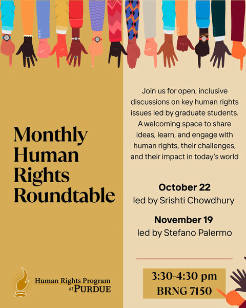 Monthly Human rights Roundtable event flyer