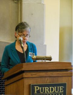 Nancy Gabin, Director of Undergraduate Studies, giving speech