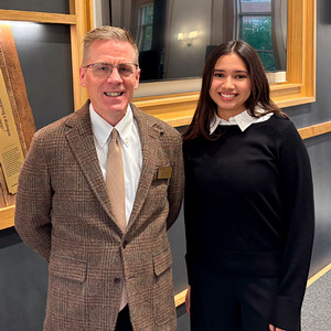 Dr. Frederick Davis and Johari Tello at the rededication of University Hall
