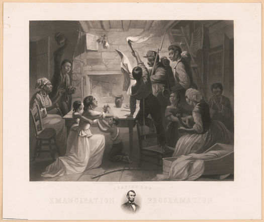 'Reading the Emancipation Proclamation' etching