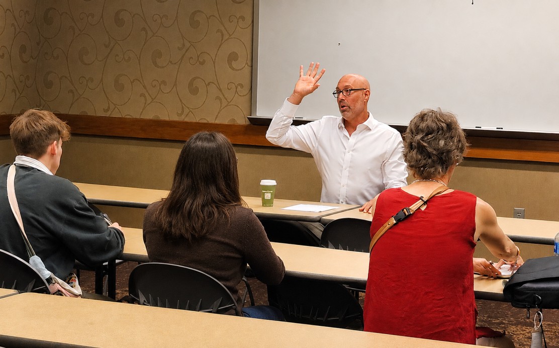 A faculty giving lecture