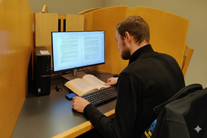Student working at computer