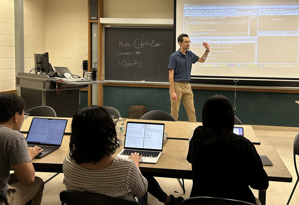 Student teaching a course