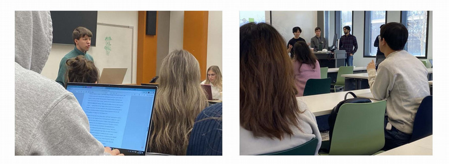 Student making presentation at moot court and GRAIL lab