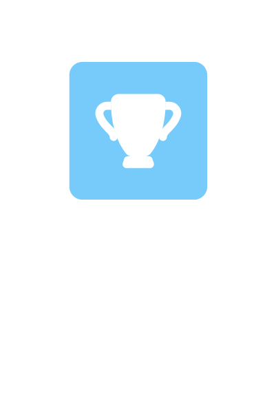 Blue square with a white trophy inside
