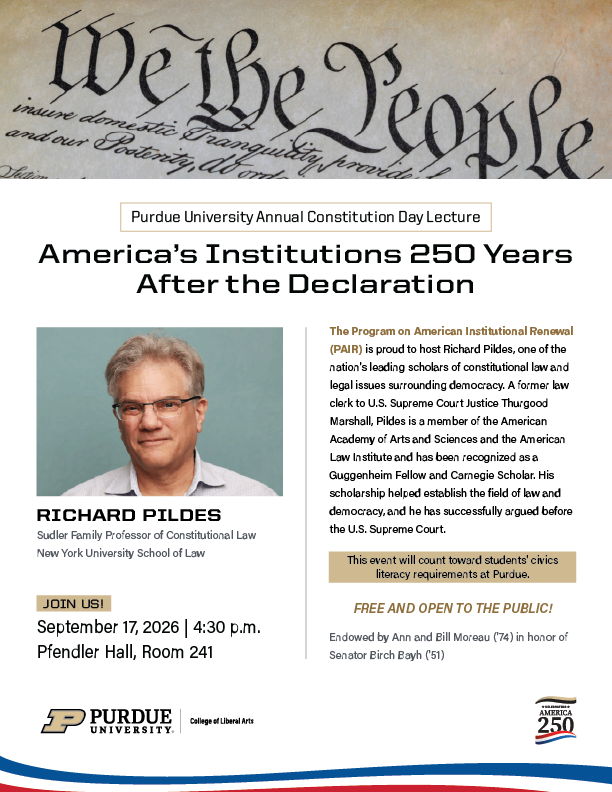 Constitution Day, with Rich Pildes Sept 17th at 4:30 in Pfendler Hall Deans Auditorium