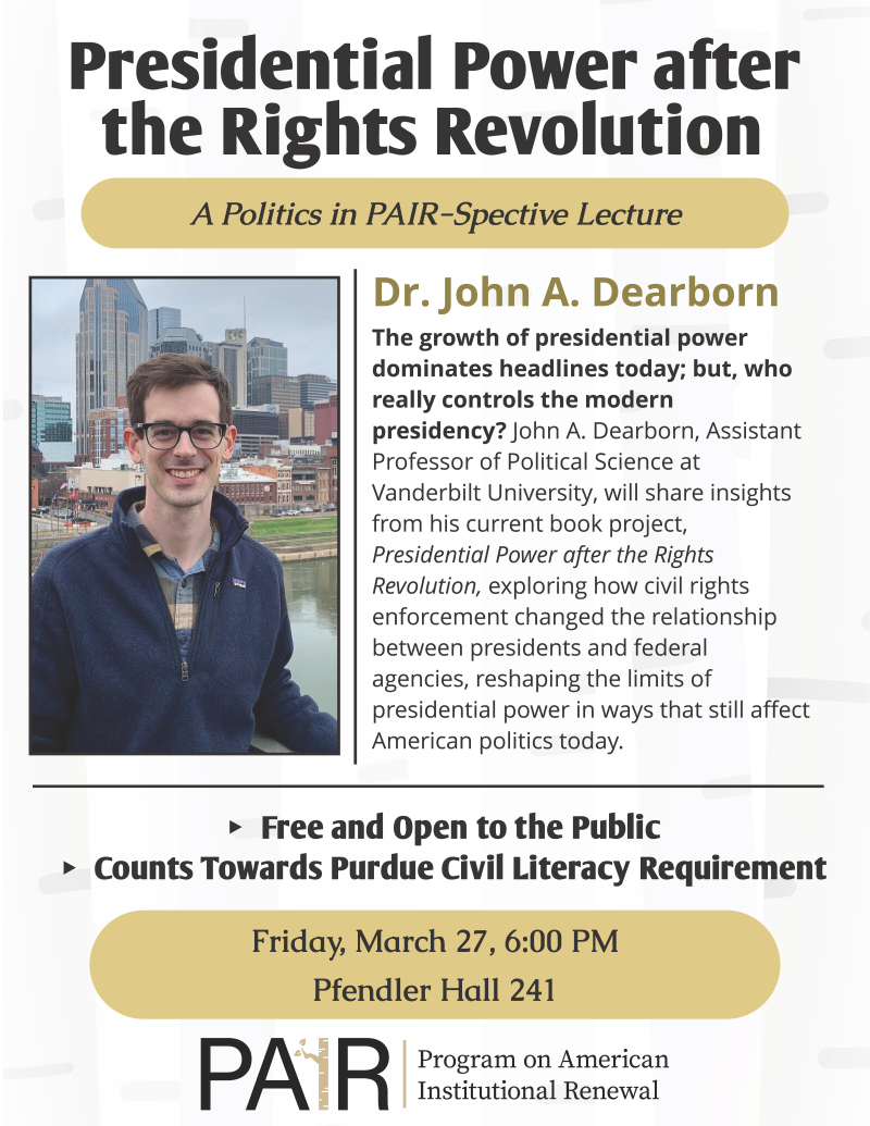 John Dearborn, March 27th 6pm PFEN 241