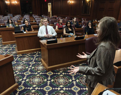Undergraduate students at the Indiana Statehouse