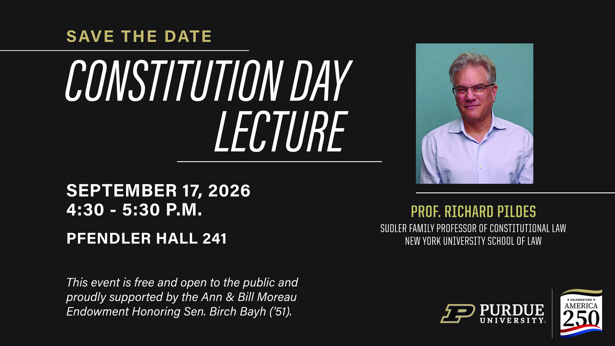Save the date for the Constitution Day Lecture. Prof. Richard Pildes Sept 17 2026