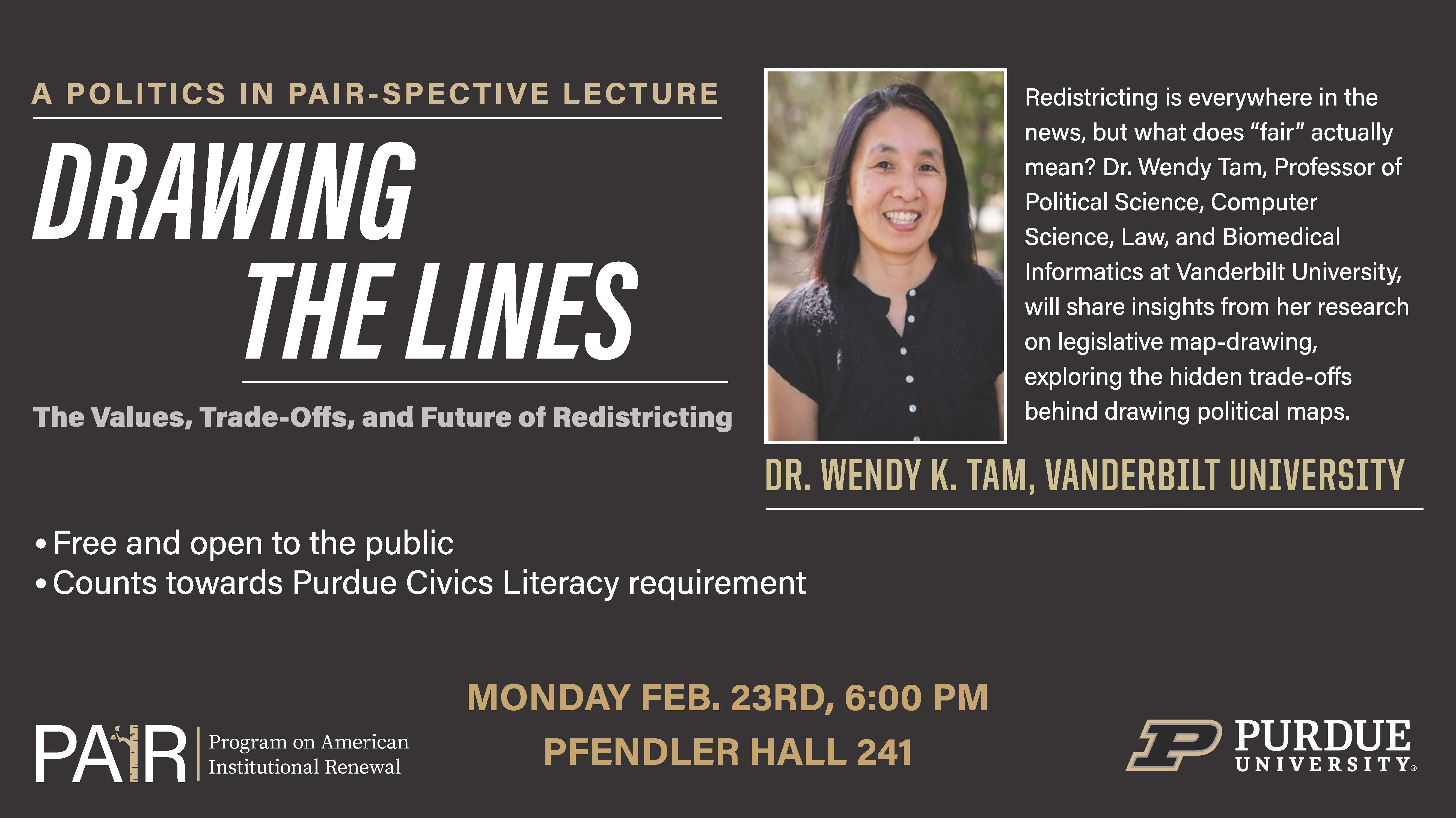 Dr. Wendy Tam, Vanderbilt University, gave a talk on redistricting on Monday, February 23, 2026