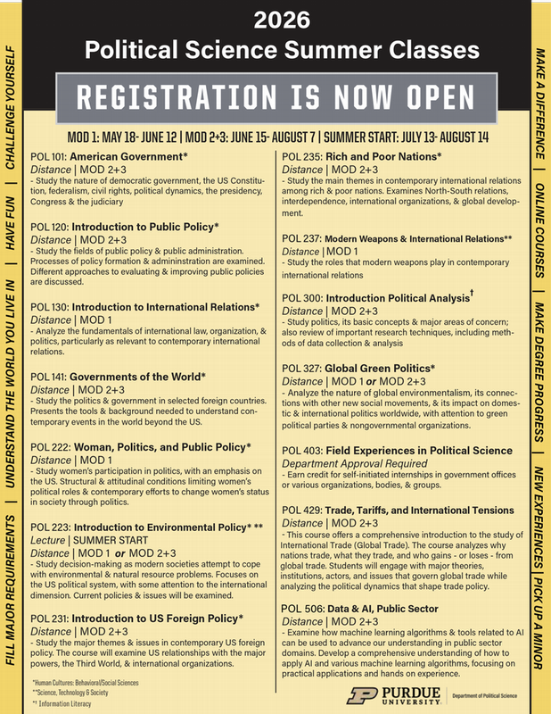Flyer with descriptions of summer courses