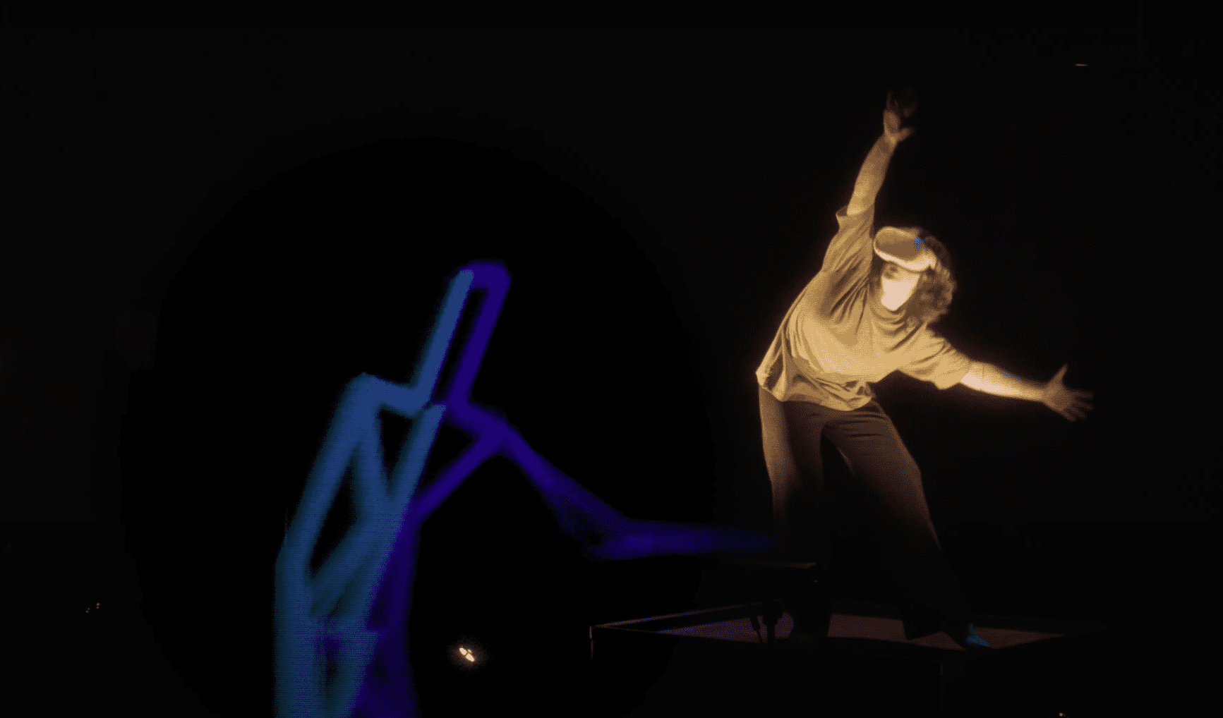 Dancer with VR goggles