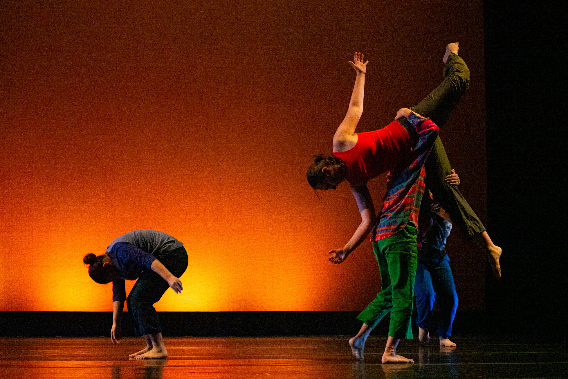 Group of dancers in on stage in a lift.