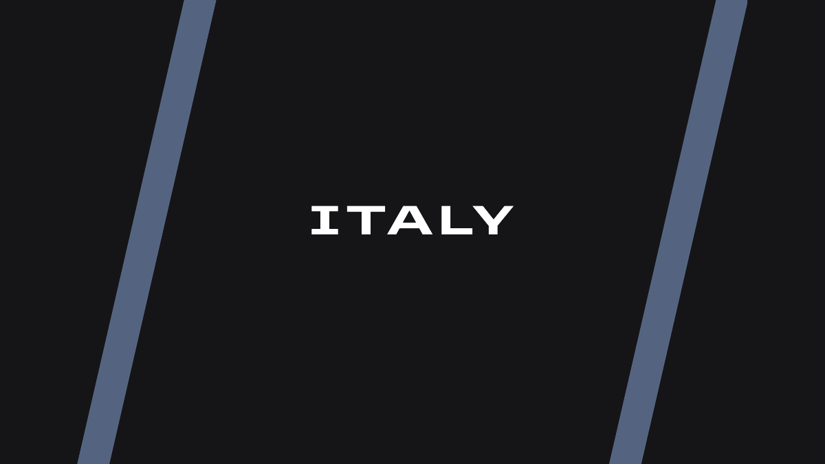 White words on black background that reads italy