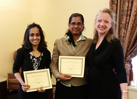 Preethi Krishnan and Dr. Mangala Subramaniam receive awards