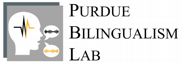 purdue bilingualism lab logo with words and head outline with bubbles