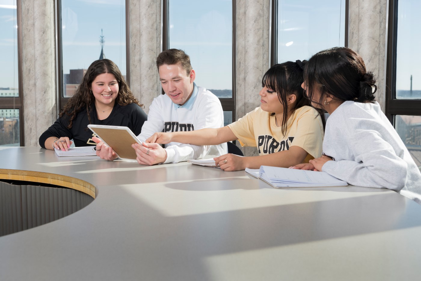 Students studying in Beering Hall.
