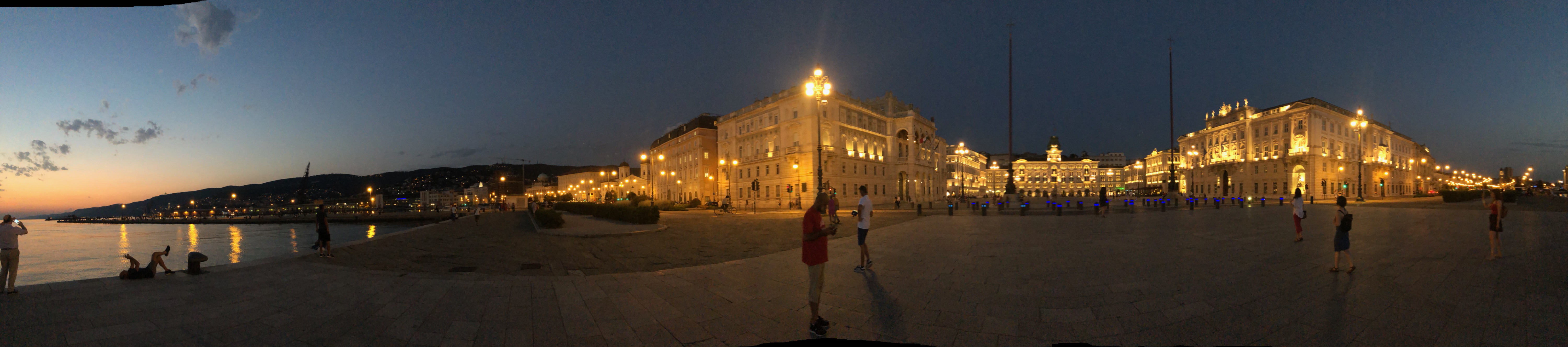 Trieste's unique Piazza Unità by night