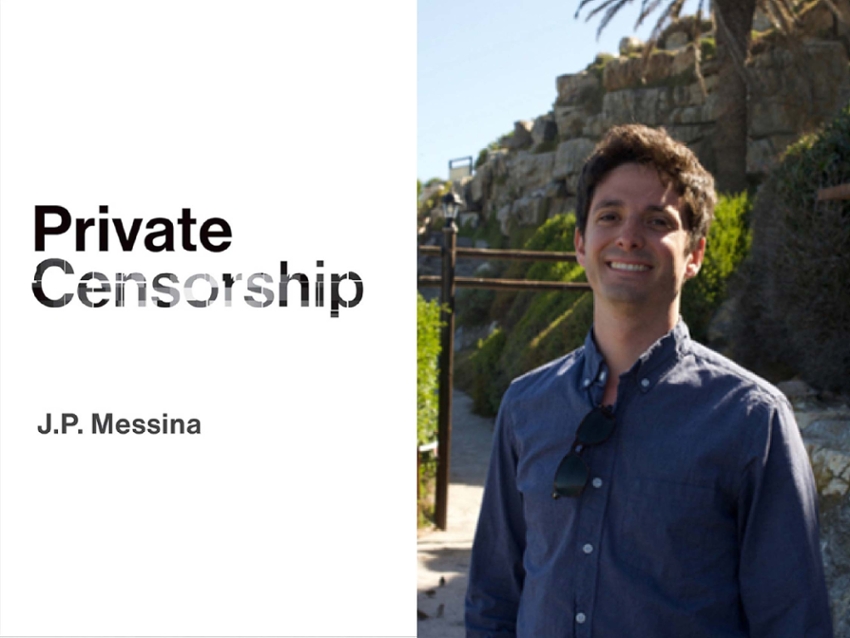 Dr. JP Messina, assistant professor of philosophy, and his new book, "Private Censorship."