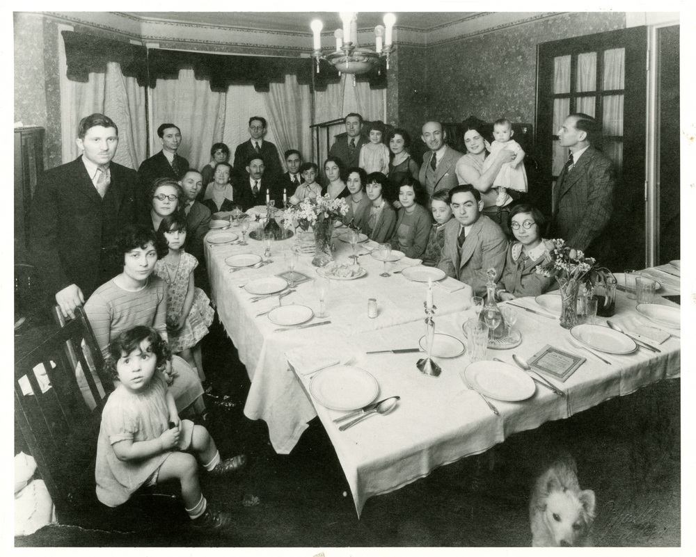 The Zucrow family (at left), Maurice, wife Lillian and daughter Barbara, at a Passover Seder in 1931, with their extended Lafayette family, the Feinsteins, Zovods, and Freedmans.
