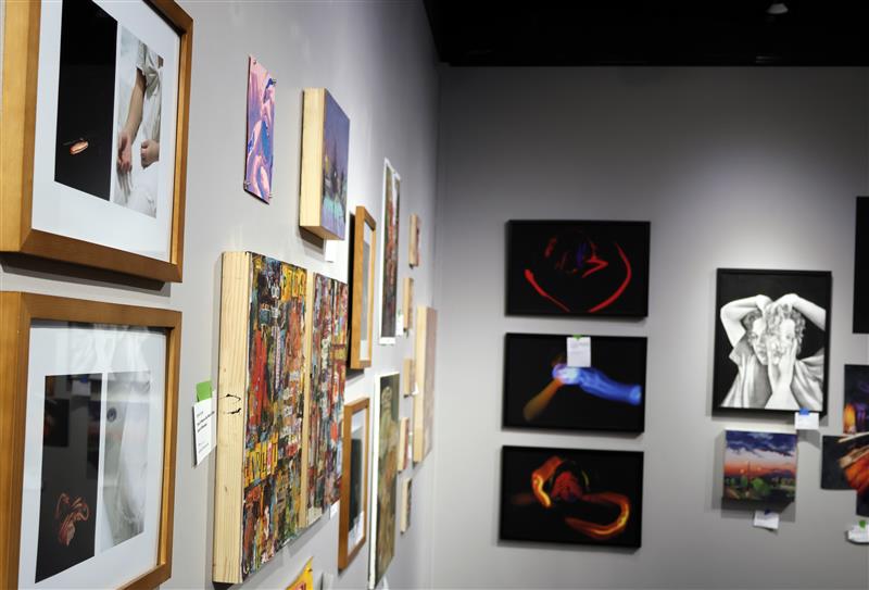 Undergraduate Art & Design students' work on display at the Robert L. Ringel Gallery in Stewart Center.
