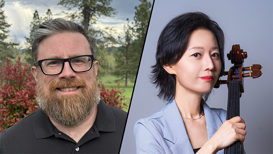 Two researchers in the College of Liberal Arts, Dr. Kristen Yun and Andrew Van Horn, each posed for their own headshot.