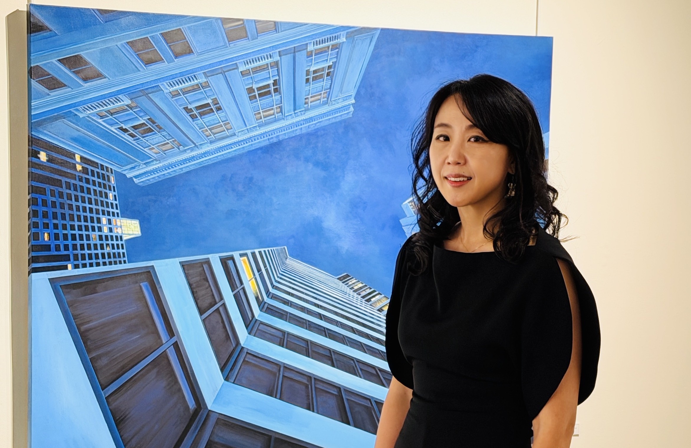 Choi with one of her exhibition pieces