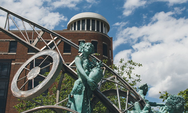 The statue in front of Beering Hall.