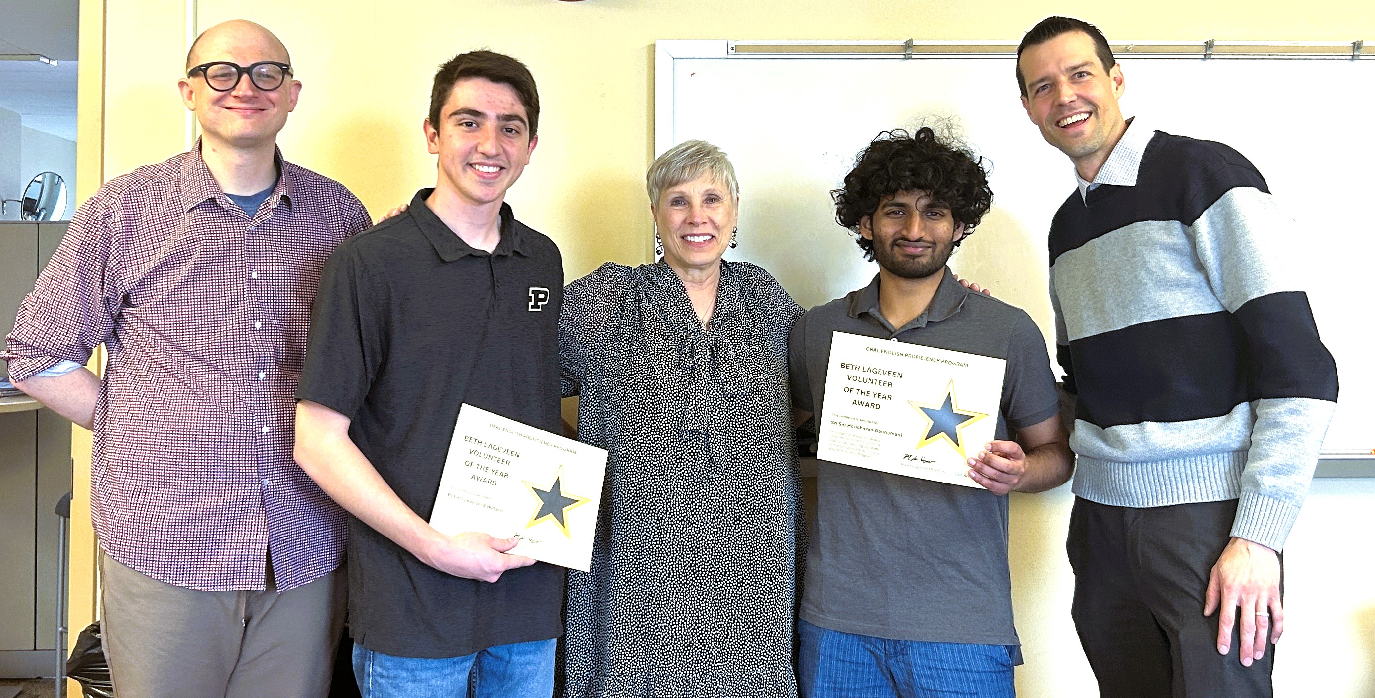 From left to right, OEPP Associate Director Kyle Swanson, Robert Lawrence Watson, Senior Lecturer Beth Lageveen, and OEPP Director Mark Haugen