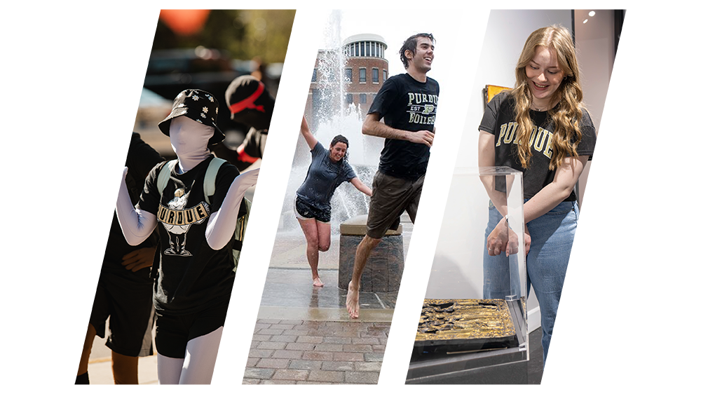 Three angled images with College of Liberal Arts students in them