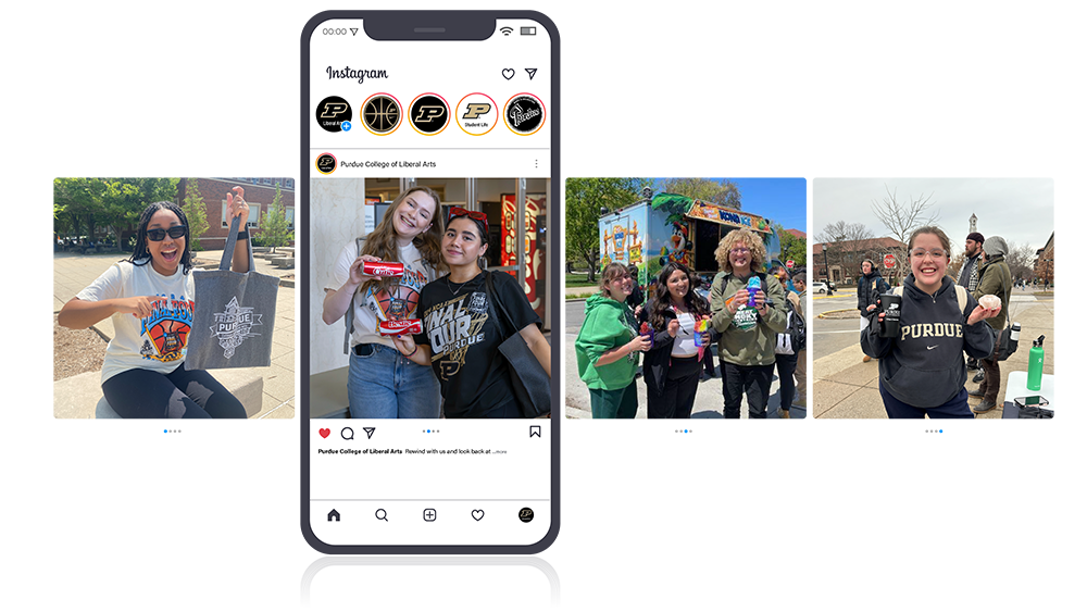 Collage of images with one of them having a smartphone on it with the Instagram logo