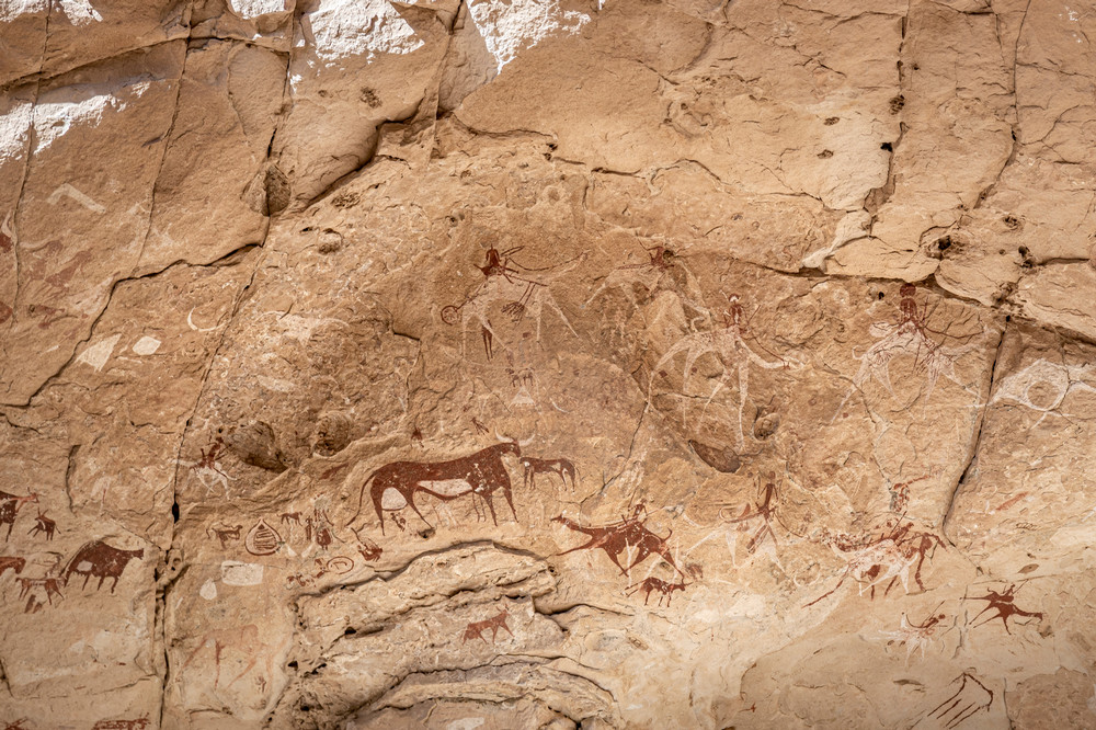 Ancient drawings on a cave wall