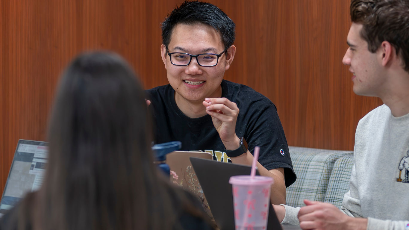 Purdue students participating in an informational interview