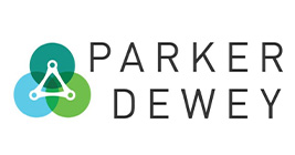 Parker Dewey logo with 3 circles overlapping in the shape of a triangle with an overlayed white triangle on top