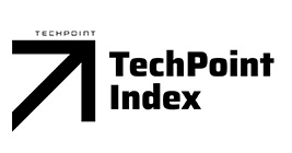 TechPoint Index logo with text in black and an upward facing arrow beside it
