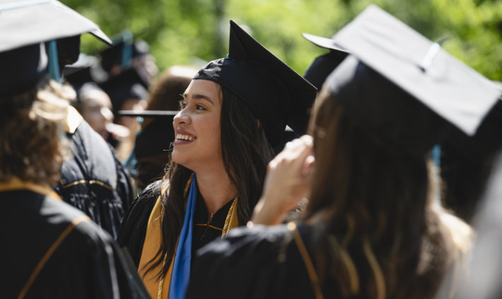Student wearing graduation apparel