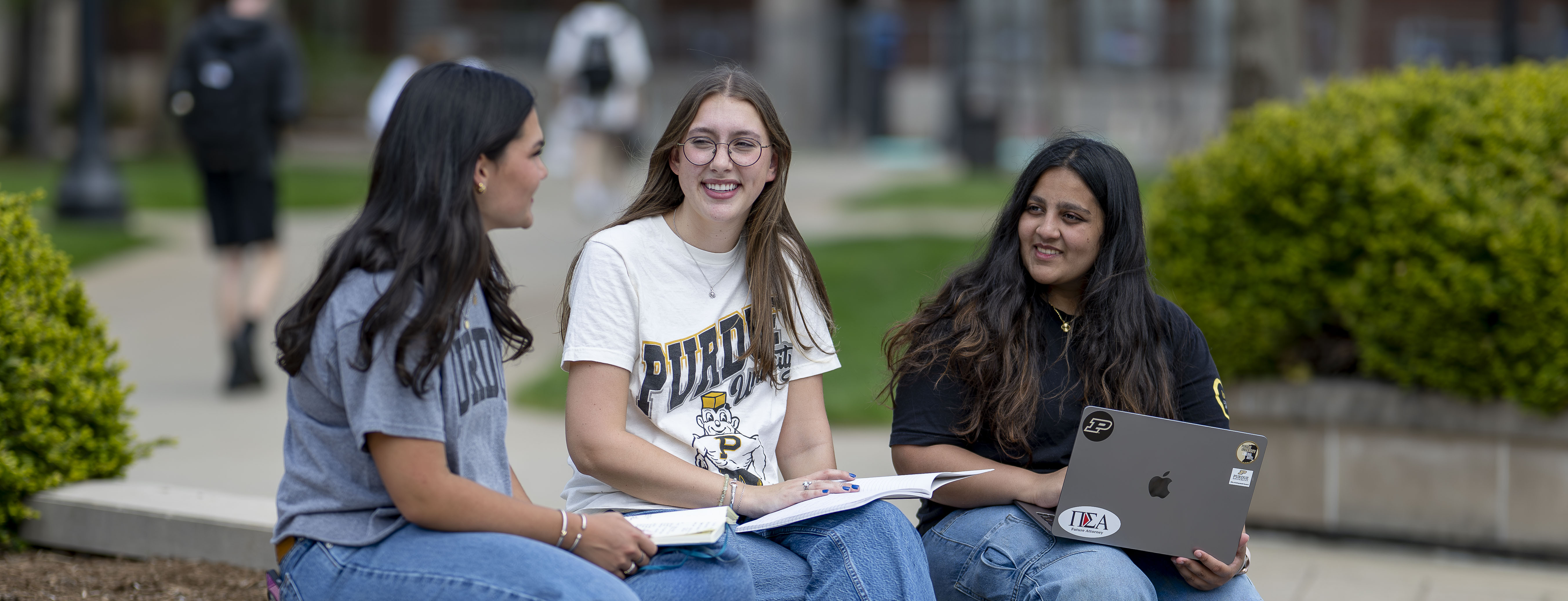 Students on a bench.